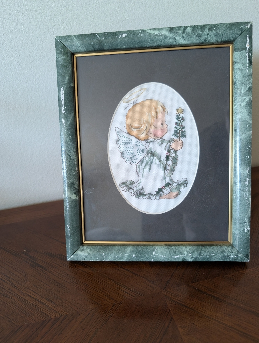 Framed Cross-Stitch Angel Artwork In Fram